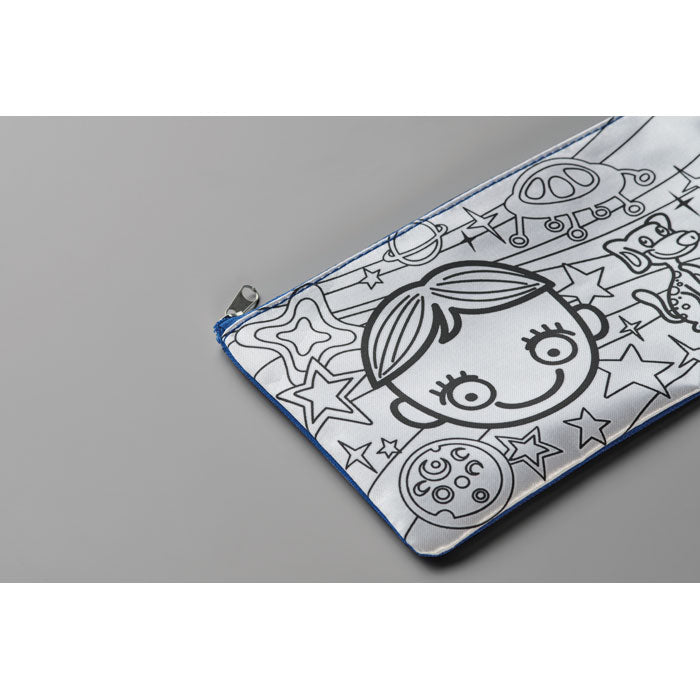 Promo dječja pernica za bojanje s 4 markera, royal plave boje | Poslovni pokloni