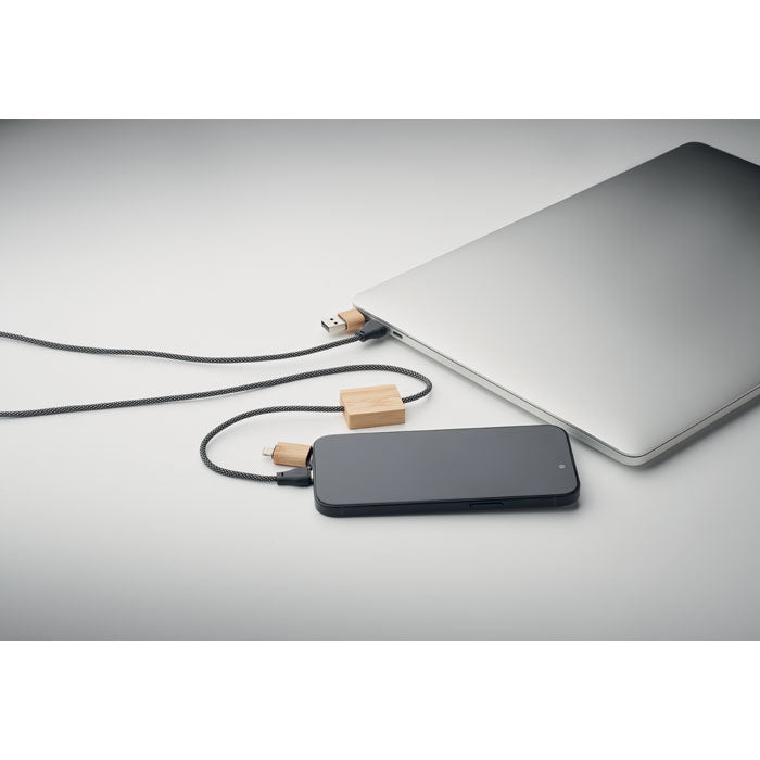 Reklamni kabel za punjenje od 60 W, smeđe boje | Poslovni pokloni