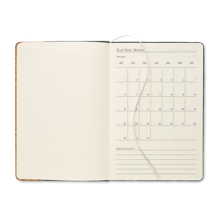 Promidžbeni A5 notes s koricama od RPET filca i pluta, srebrne boje | Poslovni pokloni