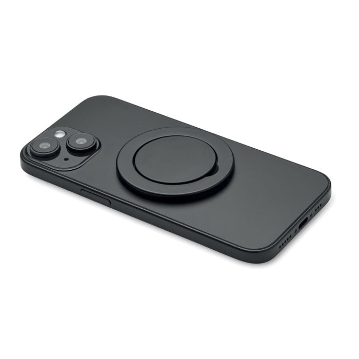 Reklamni magnetski držač i postolje za telefon, crne boje | Poslovni pokloni