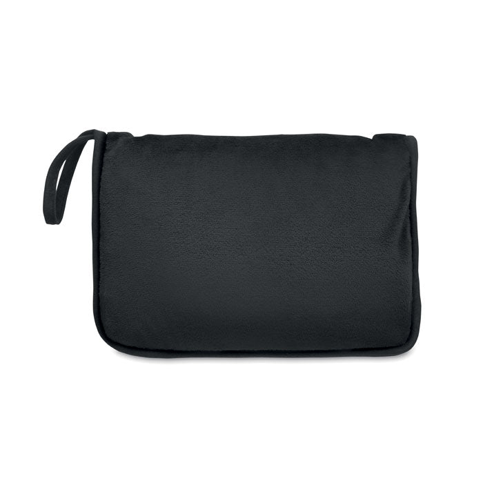 Promotivna 2u1 deka od flanela, crne boje | Reklamni pokloni