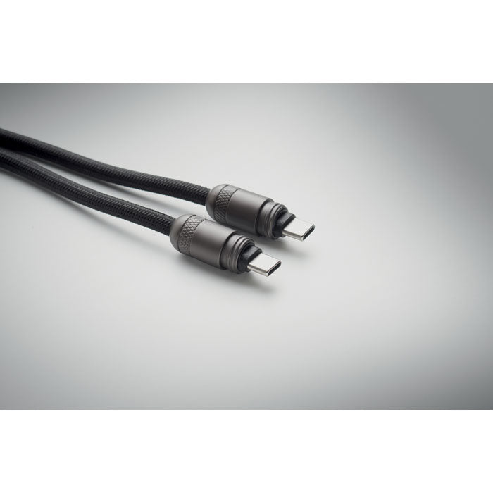 Promotivni kabel za punjenje s vezicom, crne boje | Poslovni pokloni | Promo pokloni