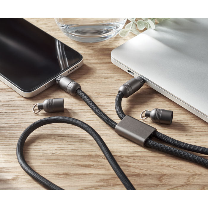 Promidžbeni kabel za punjenje s vezicom, crne boje | Promotivni pokloni