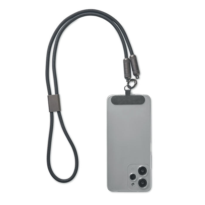 Promidžbeni kabel za punjenje s vezicom, crne boje | Poslovni pokloni | Promotivni pokloni