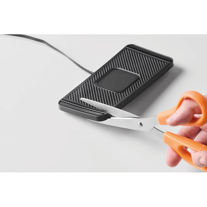 Promidžbeni bežični auto punjač snage 15W s protukliznom PVC podlogom, crne boje | Poslovni pokloni