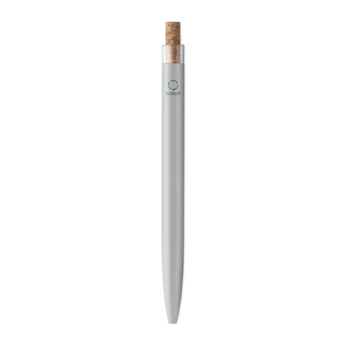 Promidžbena kemijska olovka od recikliranog aluminija s gumbom od pluta, srebrne boje | Poslovni pokloni
