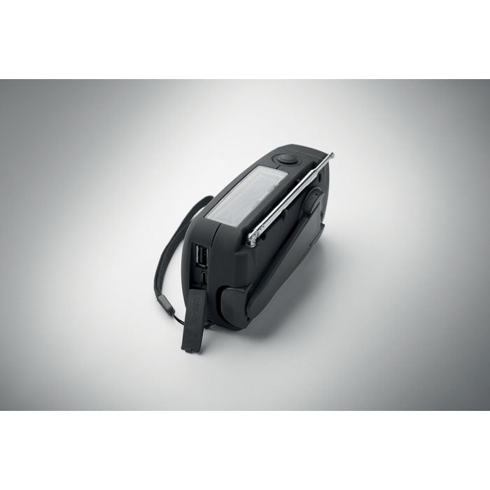 Promidžbeni prijenosni AM/FM radio izrađen od ABS plastike, crne boje | Reklamni pokloni