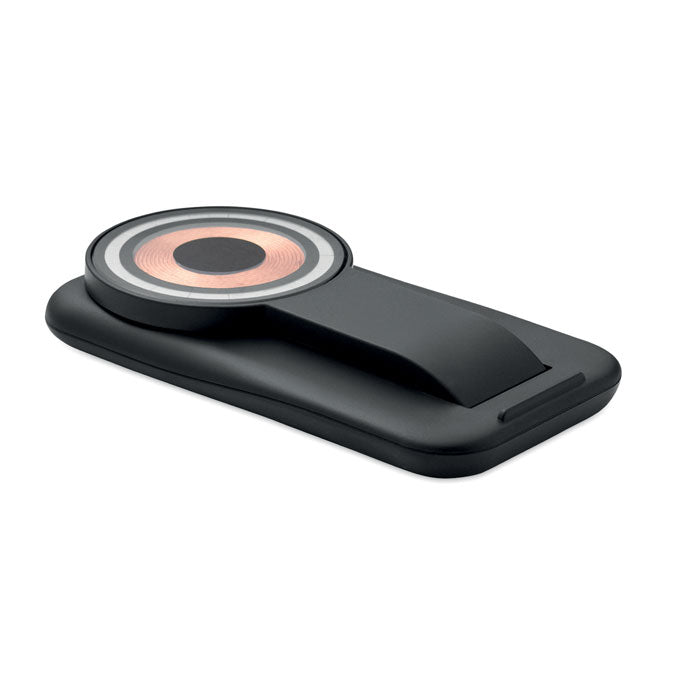 Promidžbena 3-u-1 ABS stanica za bežično punjenje, crne boje | Poslovni pokloni
