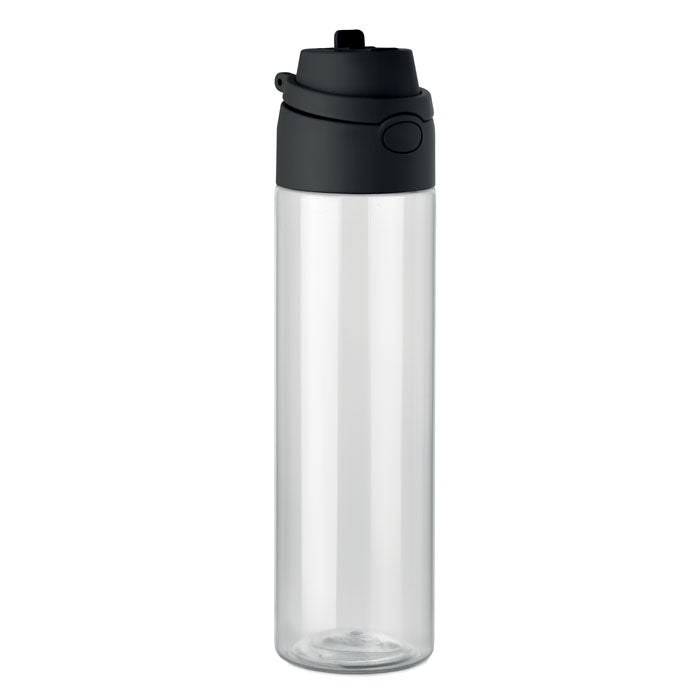 Promotivna RPET boca za vodu s 2-u-1 poklopcem, 700ml crne boje | Poslovni pokloni
