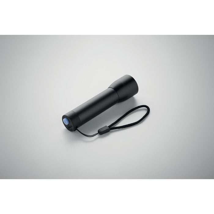 Reklamna punjiva LED svjetiljka od recikliranog aluminija, crne boje | Promotivni pokloni