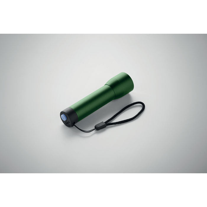 Reklamna punjiva LED svjetiljka od recikliranog aluminija, zelene boje | Promotivni pokloni