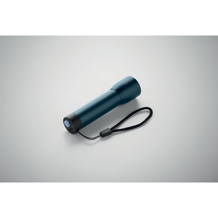 Reklamna punjiva LED svjetiljka od recikliranog aluminija, navy plave boje | Promotivni pokloni