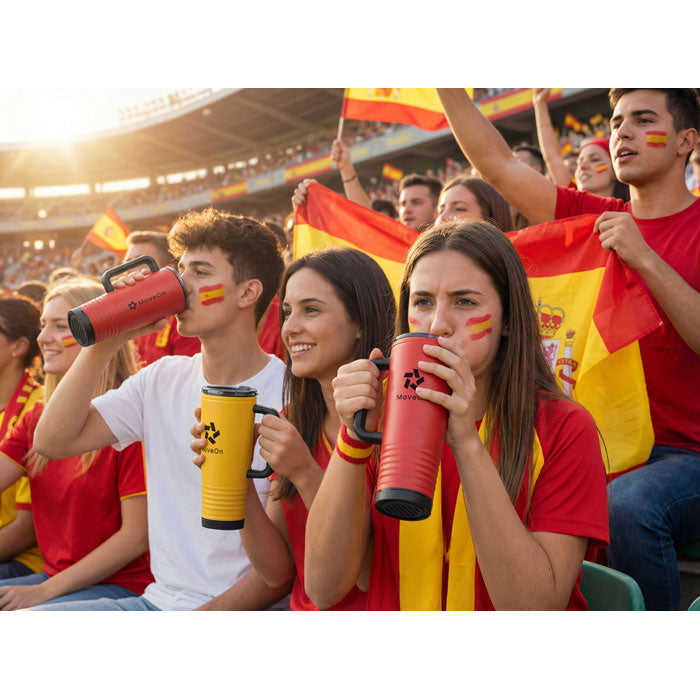 Reklamna navijačka termo čaša od nehrđajućeg čelika, 700ml žute boje | Promotivni pokloni