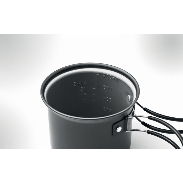 Set od 2 aluminijska lončića za kampiranje sa setom pribora za jelo