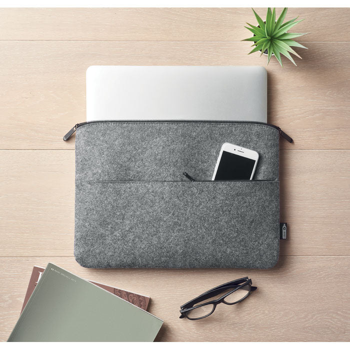 Promotivna navlaka za 14" laptop od RPET filca, sive boje | Reklamni pokloni 