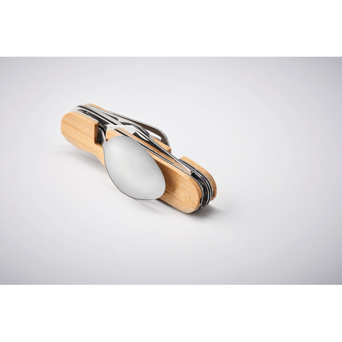 Promo višenamjenski sklopivi set pribora za jelo, smeđe boje | Poslovni pokloni