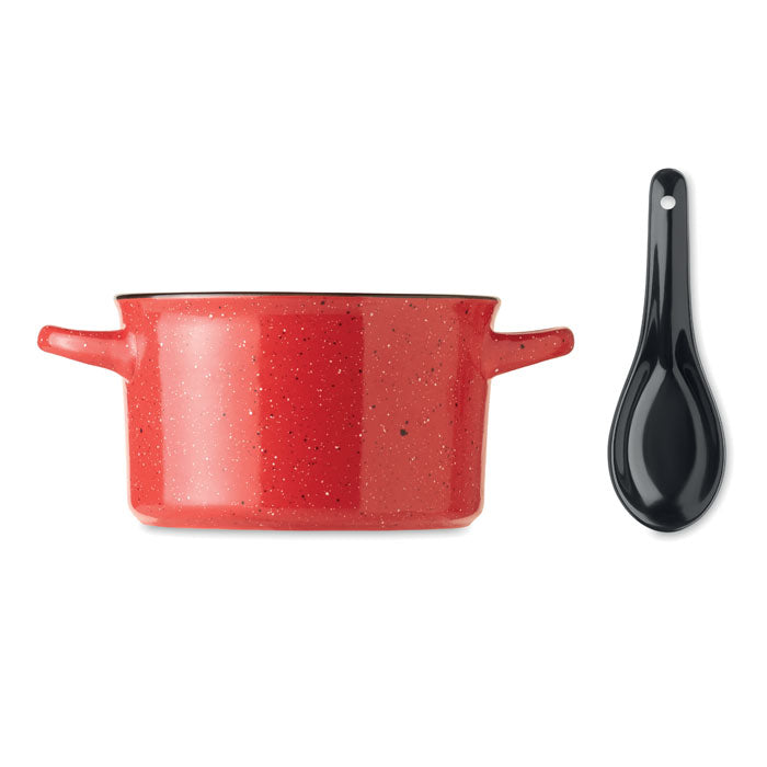 Keramička vintage zdjela za juhu sa žlicom, 550ml