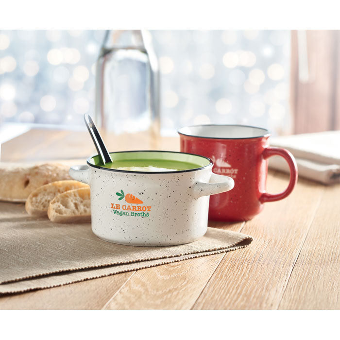 Keramička vintage zdjela za juhu sa žlicom, 550ml