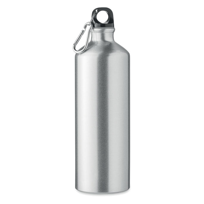 Promotivna aluminijska boca s karabinerom, 1000 ml, sive boje | Promo pokloni | Reklamni pokloni
