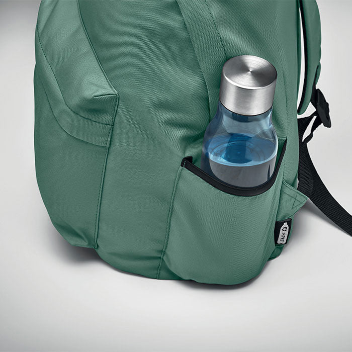 Promo klasični eko ruksak od 600D recikliranog poliestera, zelene boje | Poslovni pokloni