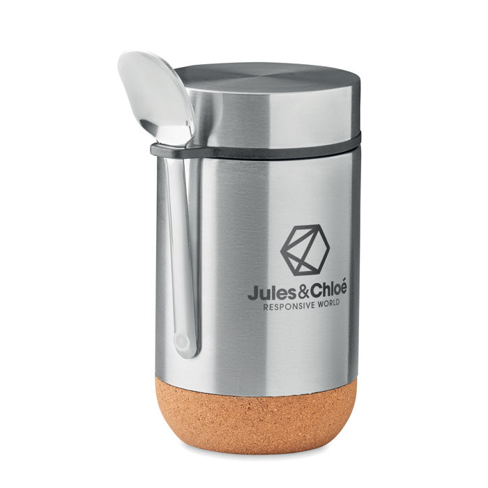 Promotivna staklenka od nehrđajućeg čelika s poklopcem na navoj, 400 ml, srebrne boje | Promo pokloni | Poslovni pokloni