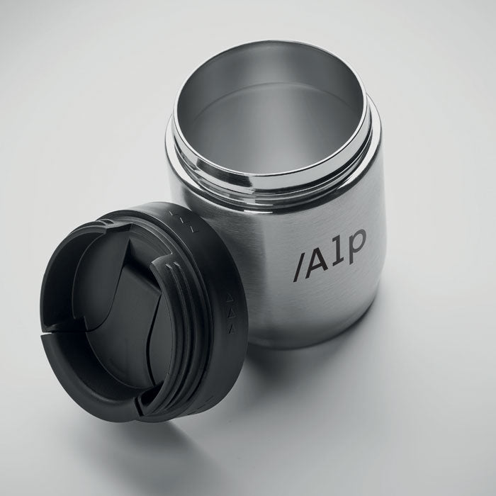 Promotivna 2-u1 dvoslojna vakuumski izolirana boca s odvojivom čašom 500ml/310ml, srebrne boje s tiskom | Poslovni pokloni