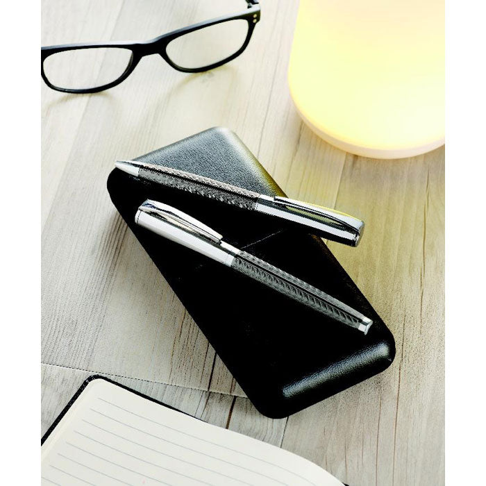 Promotivni set kemijske olovke i roler olovke u kutiji, crne boje | Promidžbeni pokloni