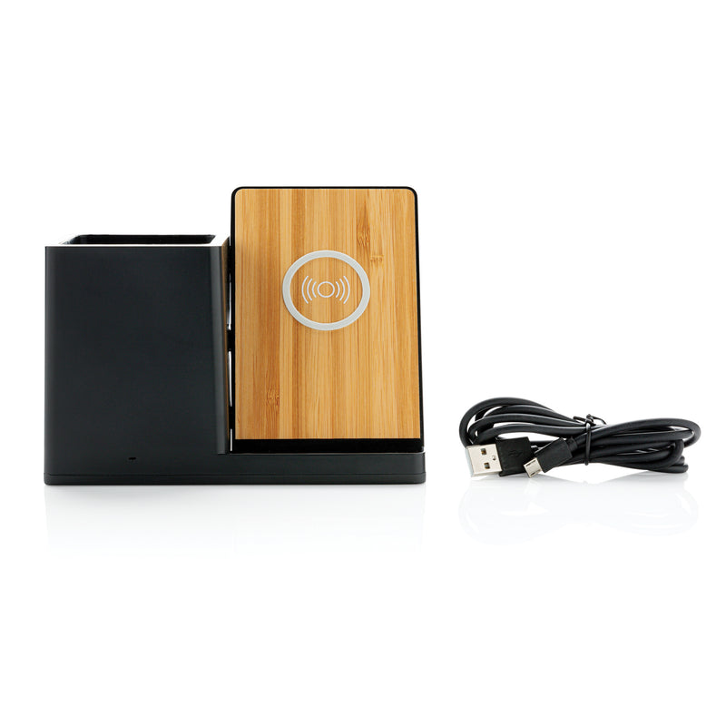 10W bežični punjač za mobitel od recikliranog ABS-a s čašom za olovke