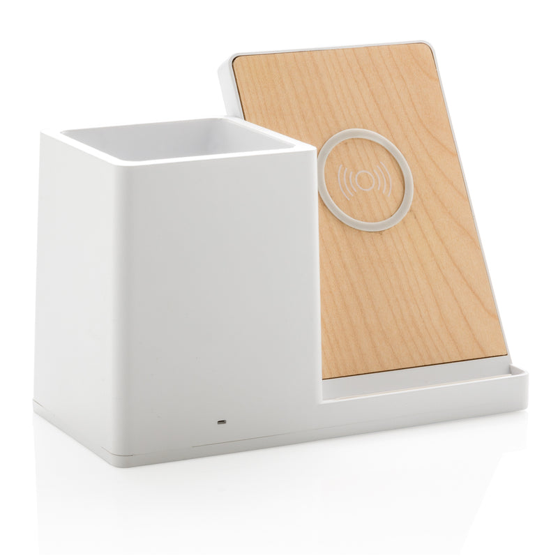 10W bežični punjač za mobitel od recikliranog ABS-a s čašom za olovke