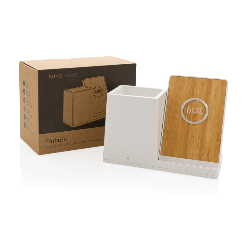 10W bežični punjač za mobitel od recikliranog ABS-a s čašom za olovke