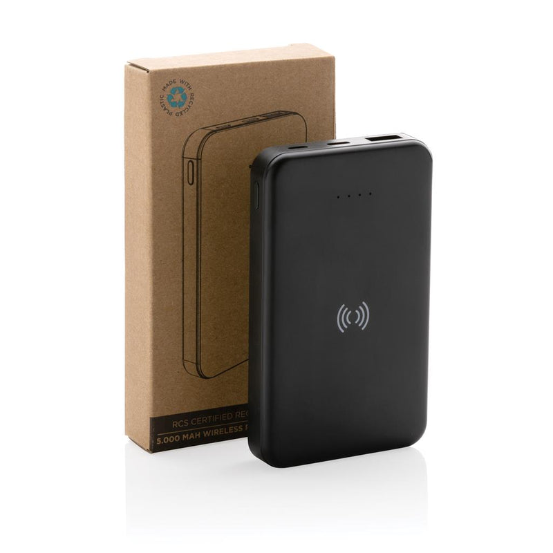 Prijenosna baterija od recikliranog materijala s 5W bežičnim punjačem, 5.000 mAh