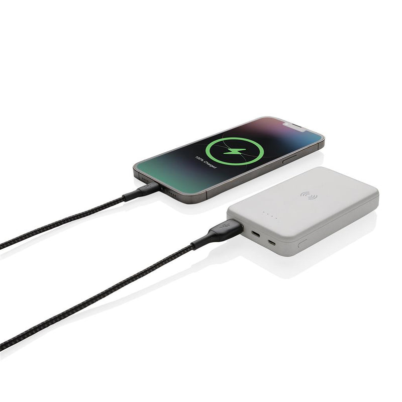 Reklamna prijenosna baterija od recikliranog materijala, 5.000 mAh, bijele boje | Promidžbeni pokloni | Reklamni pokloni