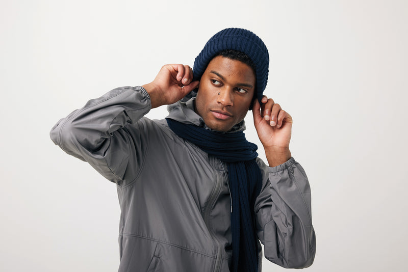 Promotivna zimska pletena kapa, navy plave boje | Promidžbeni pokloni