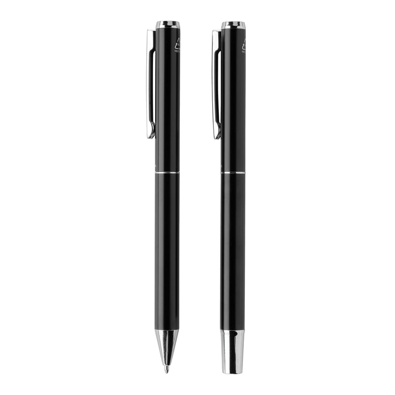 Promotivni luksuzni set za pisanje od recikliranog aluminija, crne boje | Reklamni pokloni