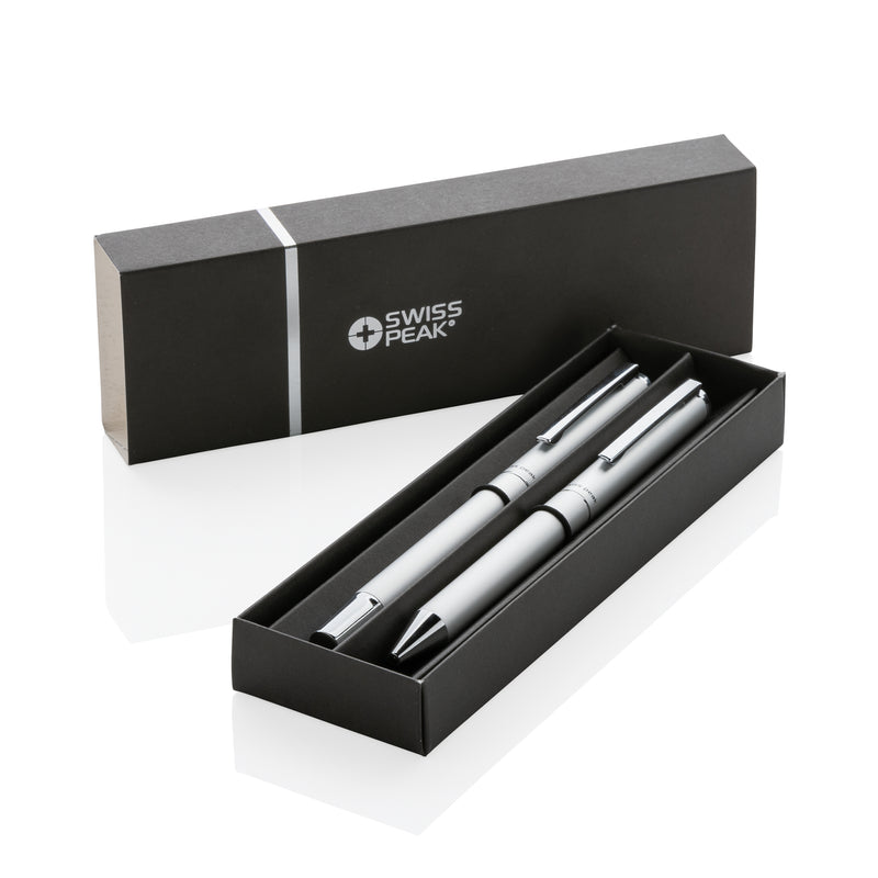 Promidžbeni luksuzni set za pisanje od recikliranog aluminija, srebrne boje | Poslovni pokloni