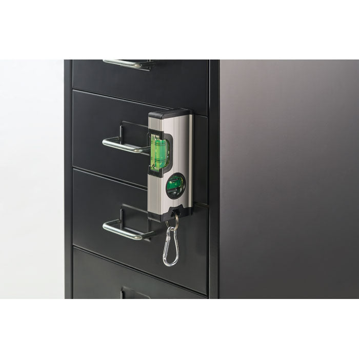 Reklamna mini dvostruka magnetna libela od aluminija, srebrne boje | Promidžbeni pokloni