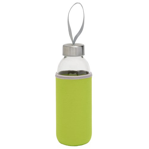 Promotivna staklena boca za vodu sa zaštitnom navlakom, 450ml, boje zelene limete