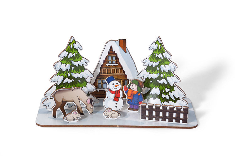 Promotivna samosloživa drvena dekoracija sa zimskim motivima | Poslovni pokloni i reklamni artikli s tiskom loga