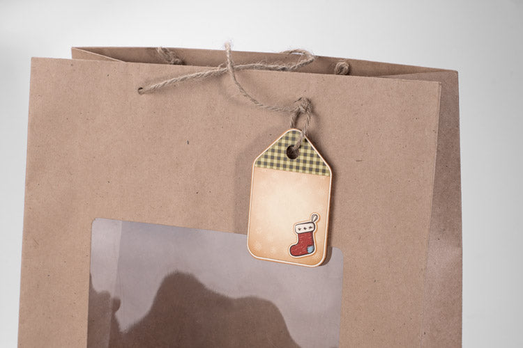 Promotivni set drvenih božićnih etiketa, s tiskom loga | Poslovni pokloni