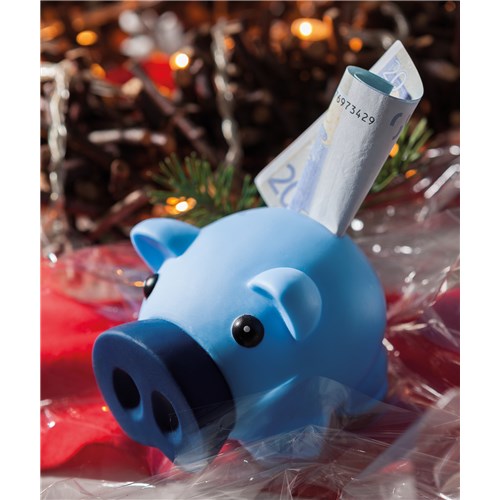 Promotivna kasica prasica sa odvojivom njuškom, plave boje, za tisak loga | Poslovni pokloni