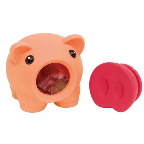 Reklamna kasica prasica sa odvojivom njuškom, ružičaste boje | Poslovni pokloni