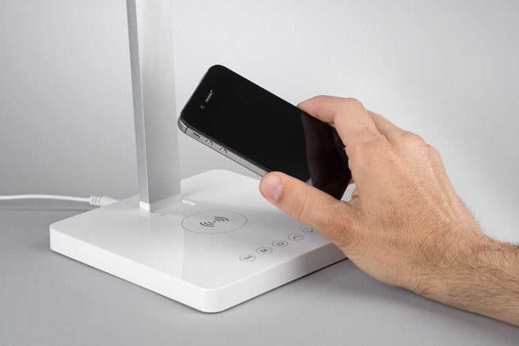 Promotivna stolna lampa sa integriranim bežičnim punjačem, za tisak loga | Poslovni pokloni