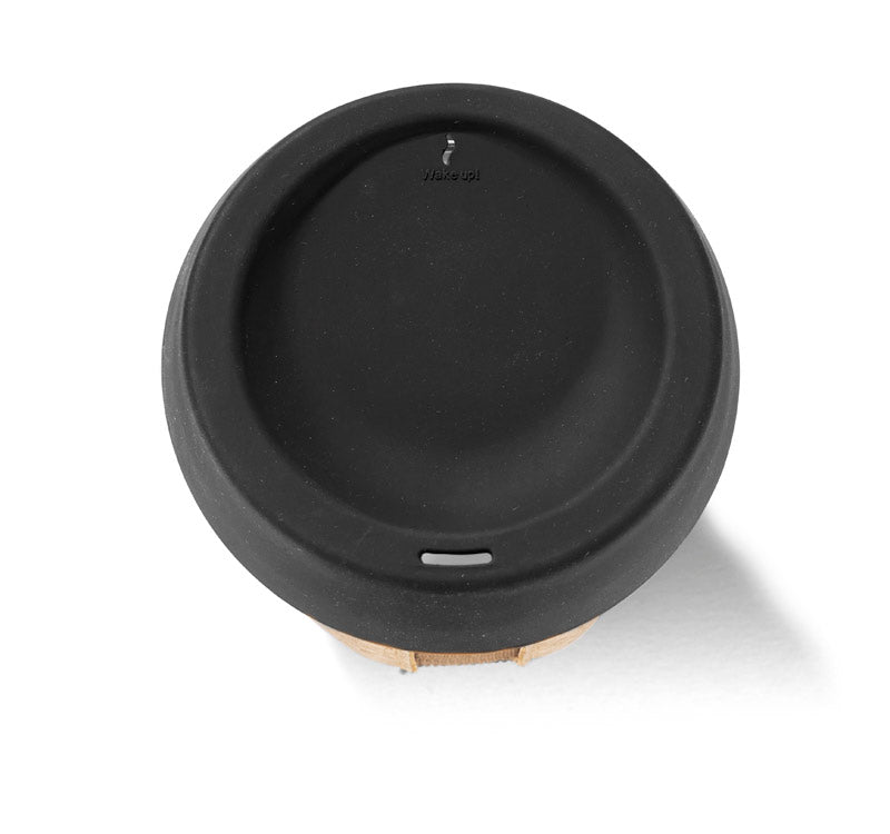 Eko promo staklena šalica s omotačem od pluta, 380ml, crne boje, za tisak loga | Poslovni pokloni