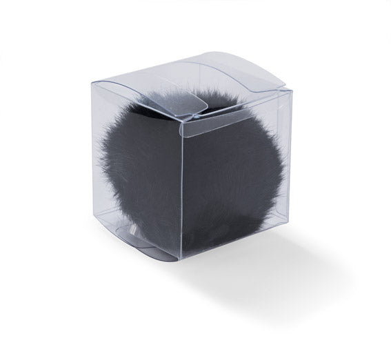 Reklamni privjesak za ključeve pompon, crne boje | Poslovni pokloni