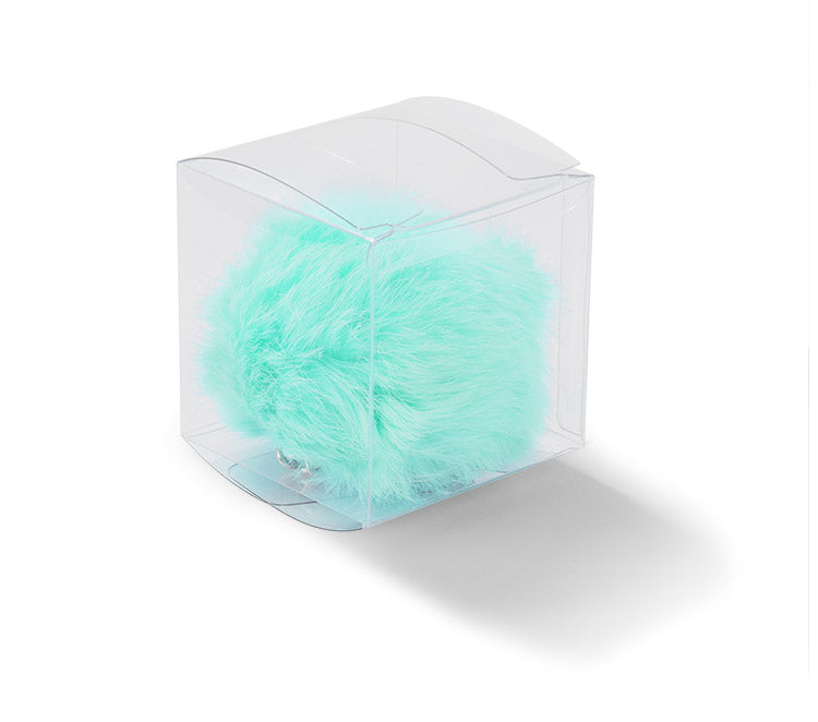 Reklamni privjesak za ključeve pompon, tirkizne boje | Poslovni pokloni