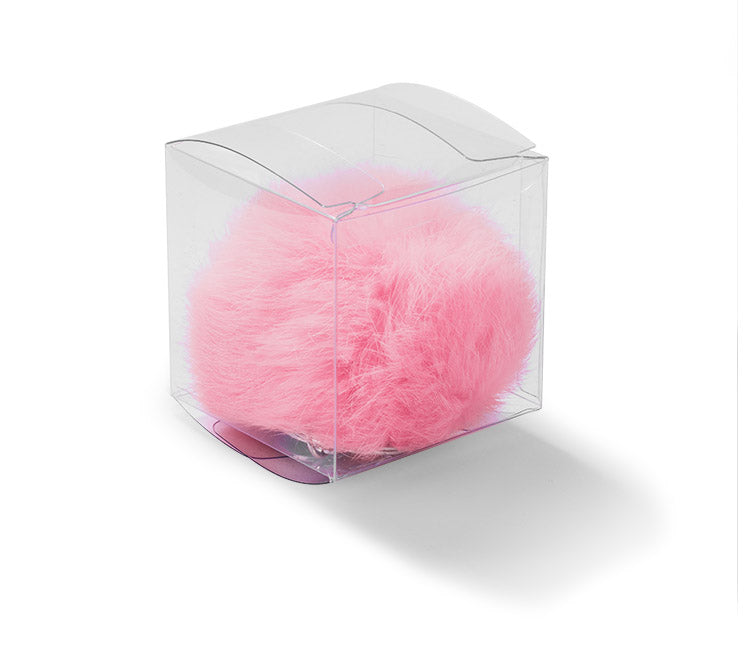 Reklamni privjesak za ključeve pompon, ružičaste boje | Poslovni pokloni