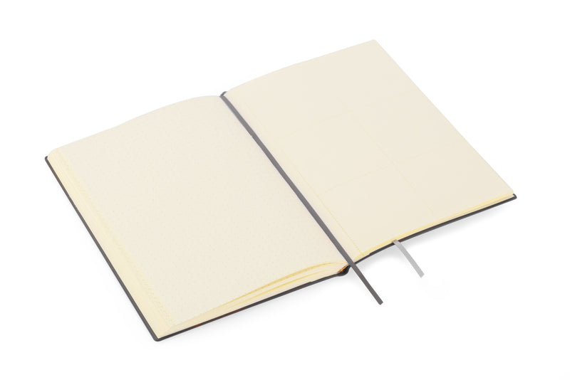 Promotivni notes A5 s mekim koricama i kombinacijom materijala, sive boje, s tiskom loga | Poslovni pokloni