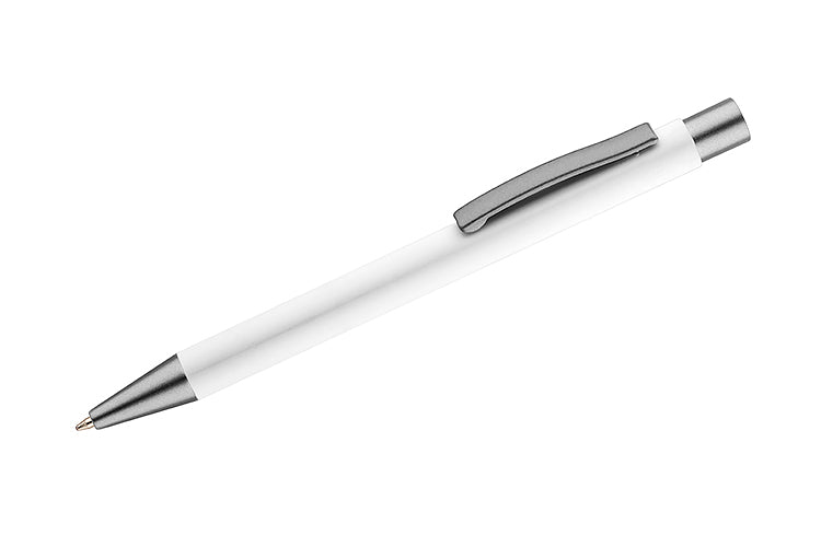 Promotivna kemijska olovka s gumiranim završetkom i plavom tintom