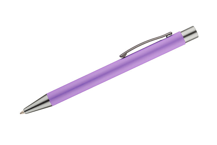 Promotivna kemijska olovka s gumiranim završetkom i plavom tintom