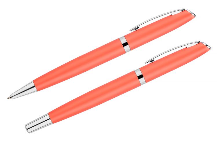 Promotivni set za pisanje Elegance, narančaste boje, za tisak loga | Poslovni pokloni